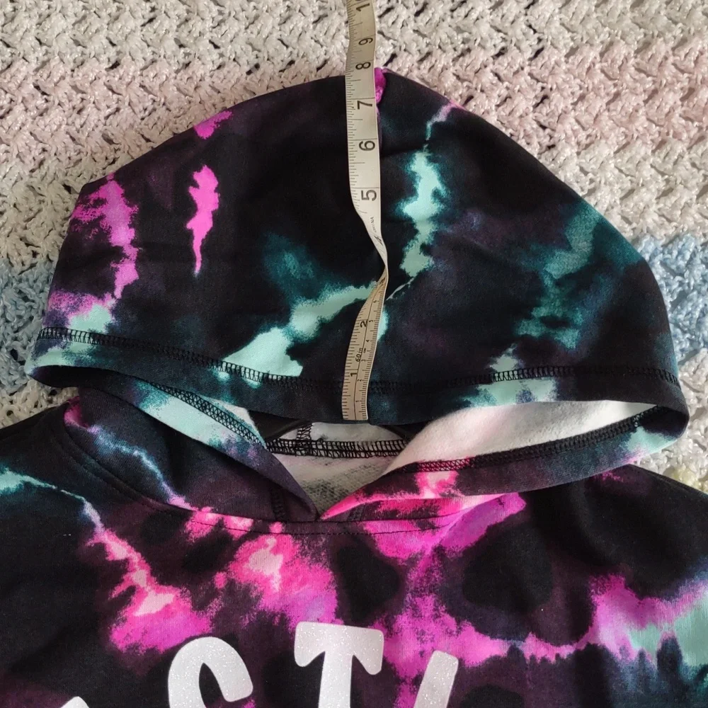 NWT Justice LG(12/14) Tie Dye Cropped Hoodie